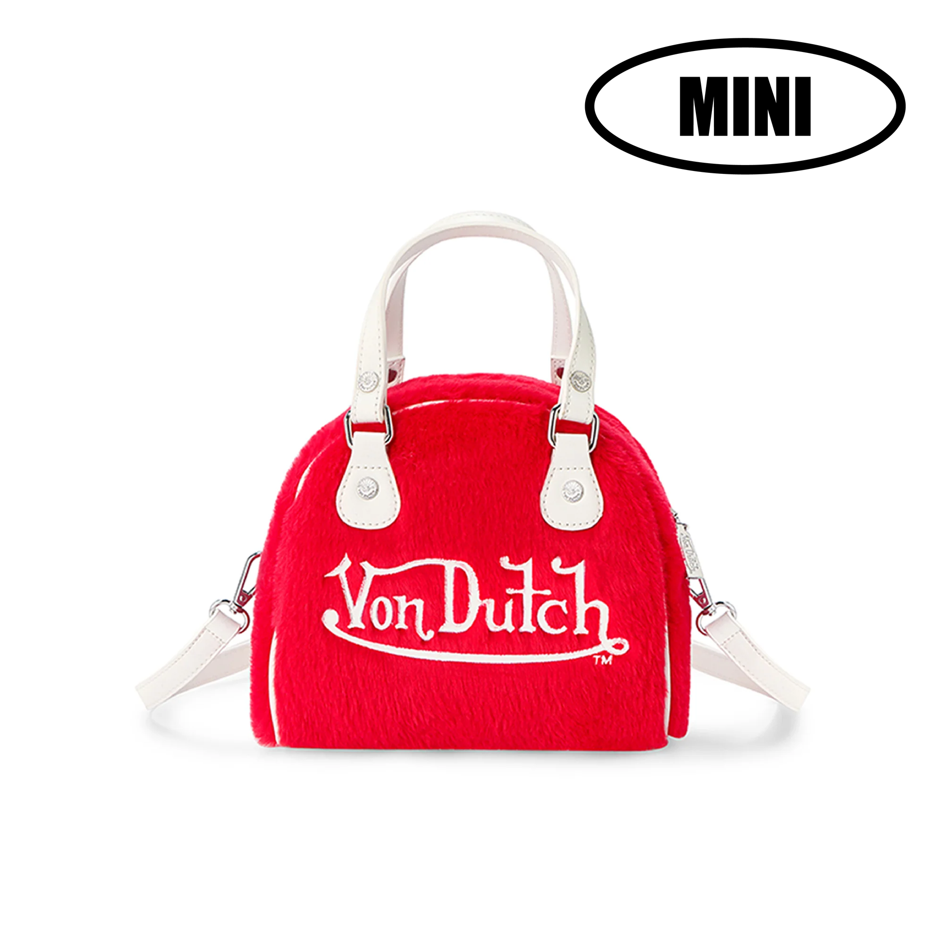 MINI FURRY BOWLING BAG - RED & WHITE