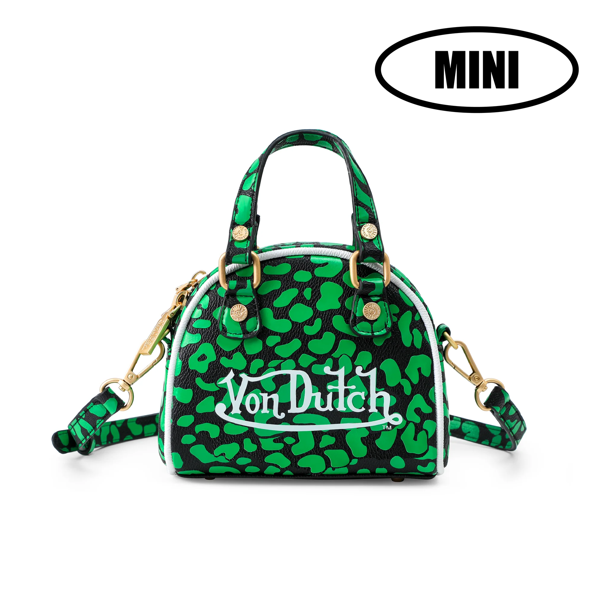 MINI BOWLING BAG - LIME GREEN CHEETAH