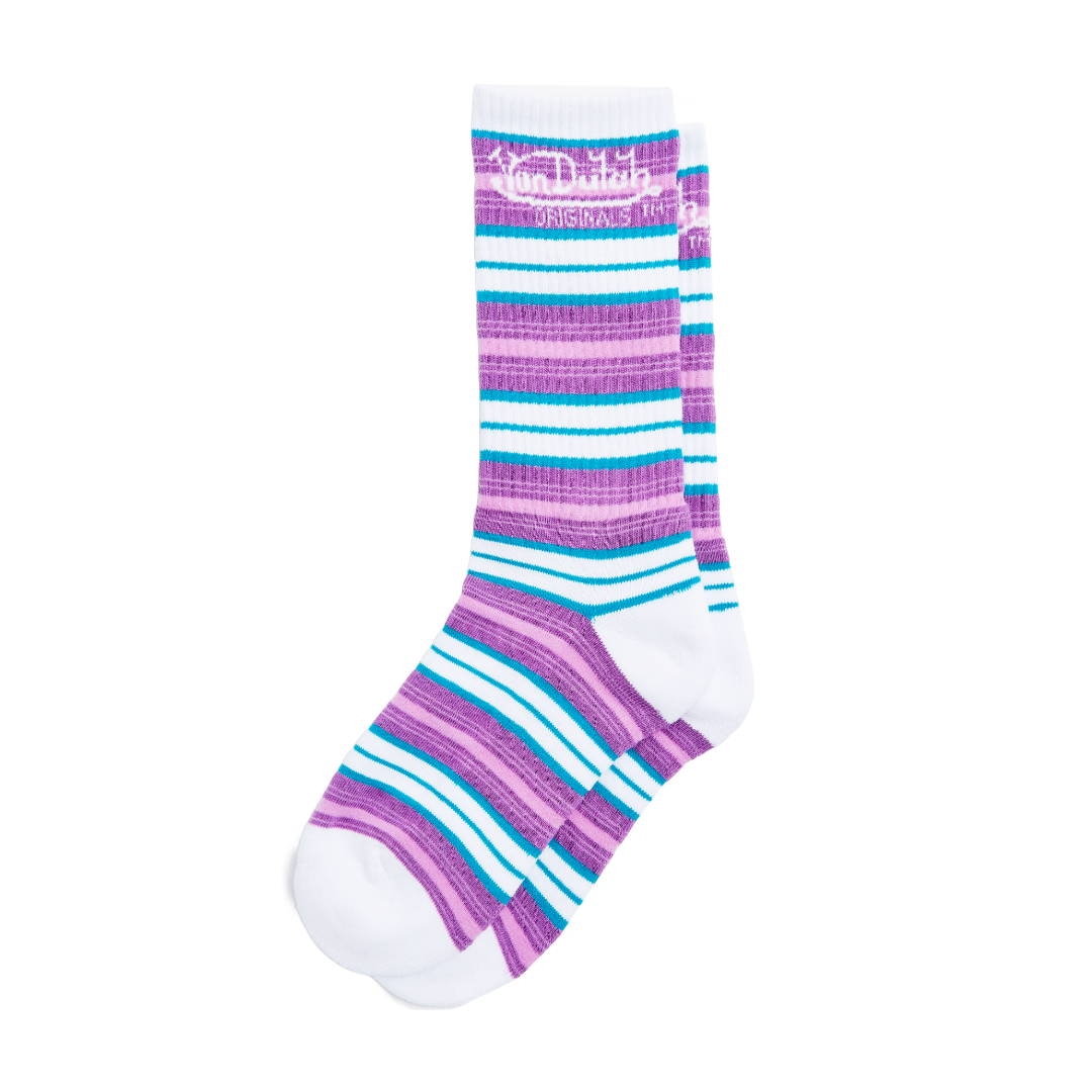 PURPLE & BLUE STRIPE CREW SOCKS