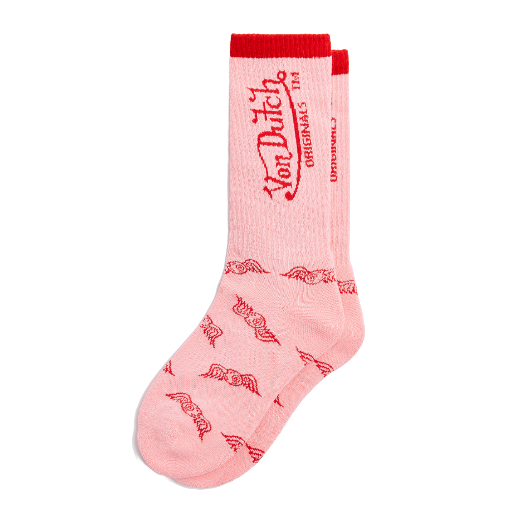 RED & PINK CREW SOCKS