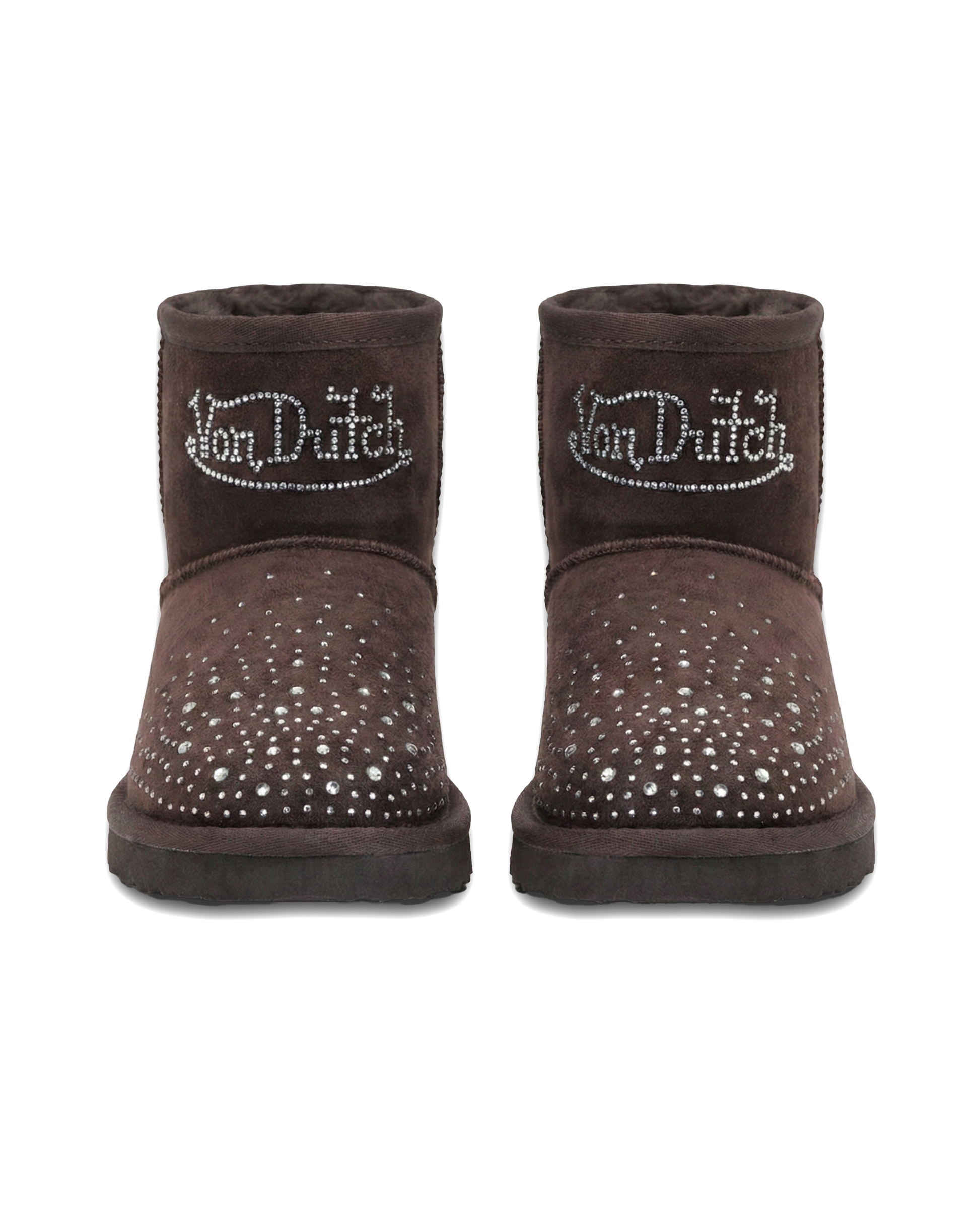 RHINESTONE SHEARLING BOOT - CHOCOLATE