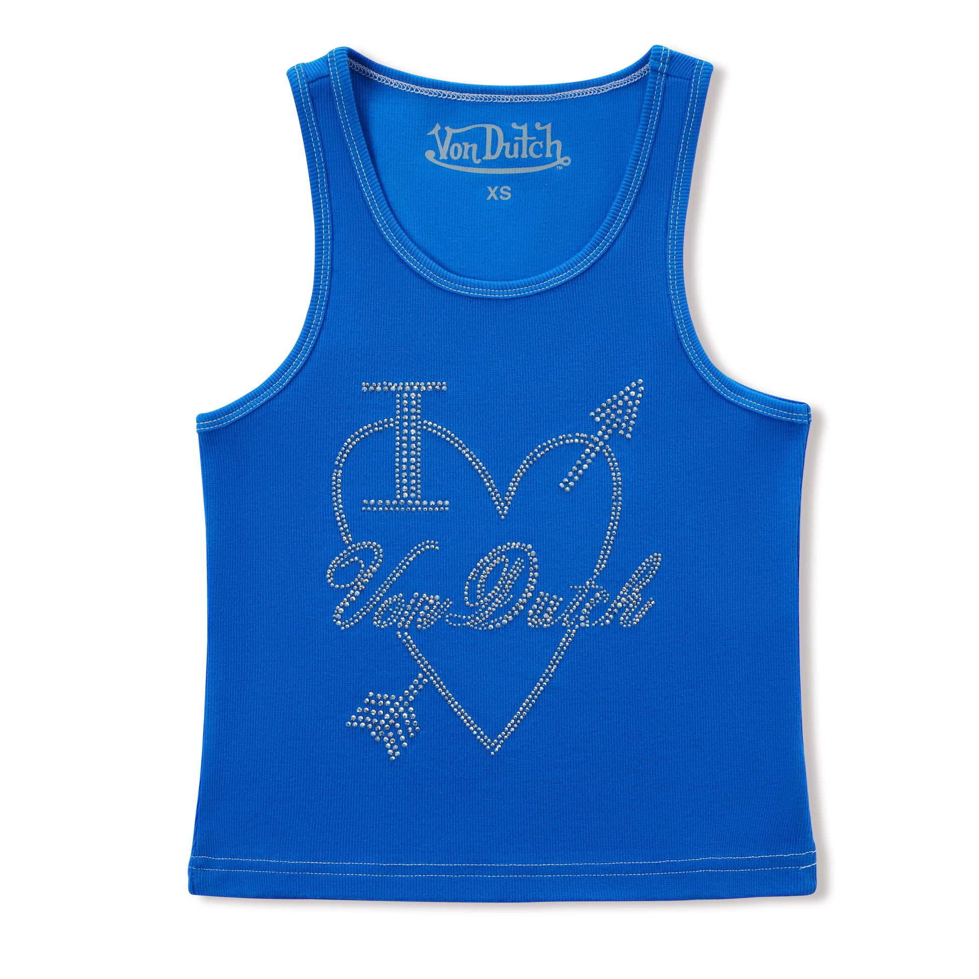 "I Love Von Dutch" Rhinestone Tank - Blue