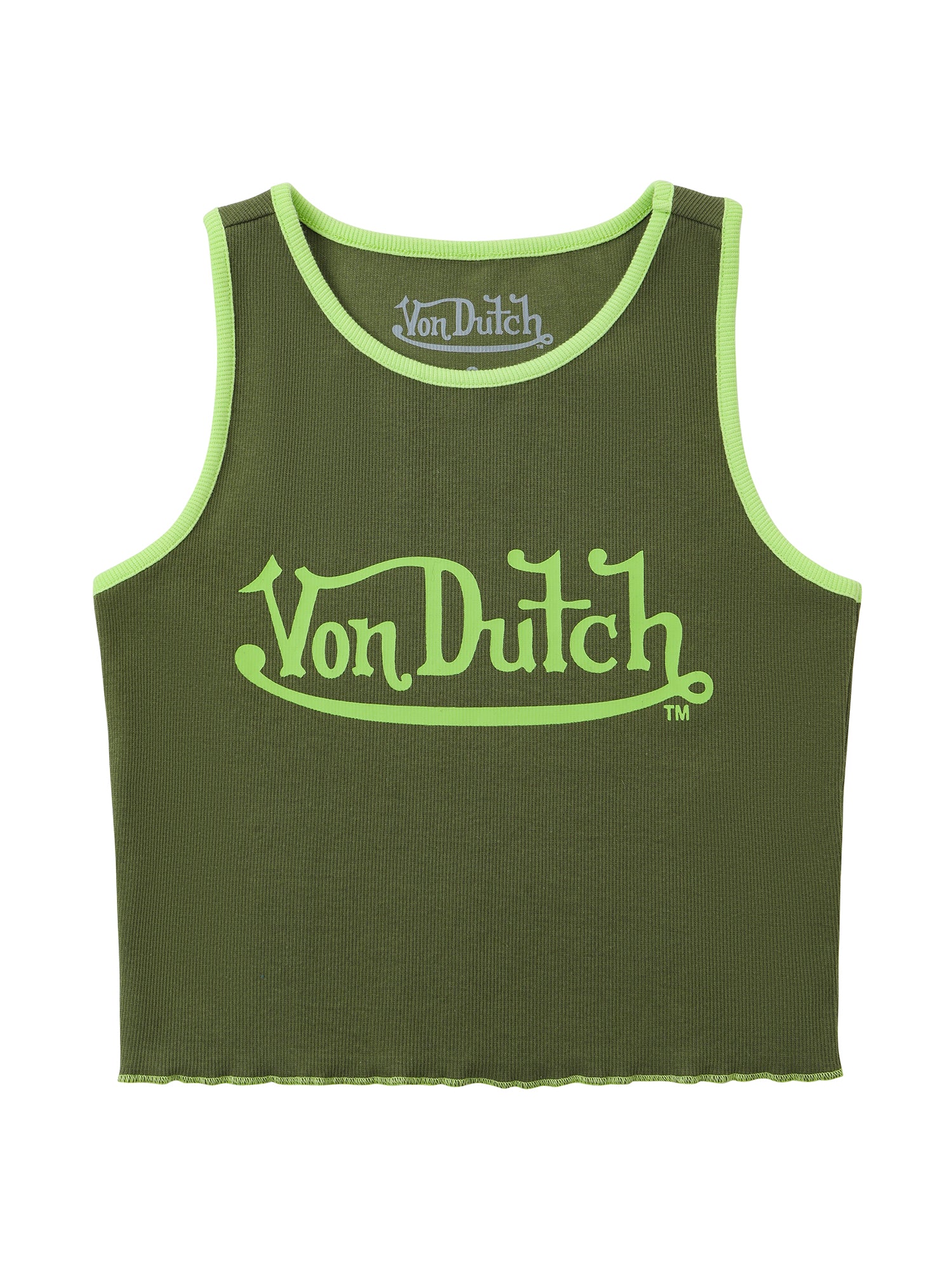 WOMEN'S RIBBED CROP TANKS - GREEN