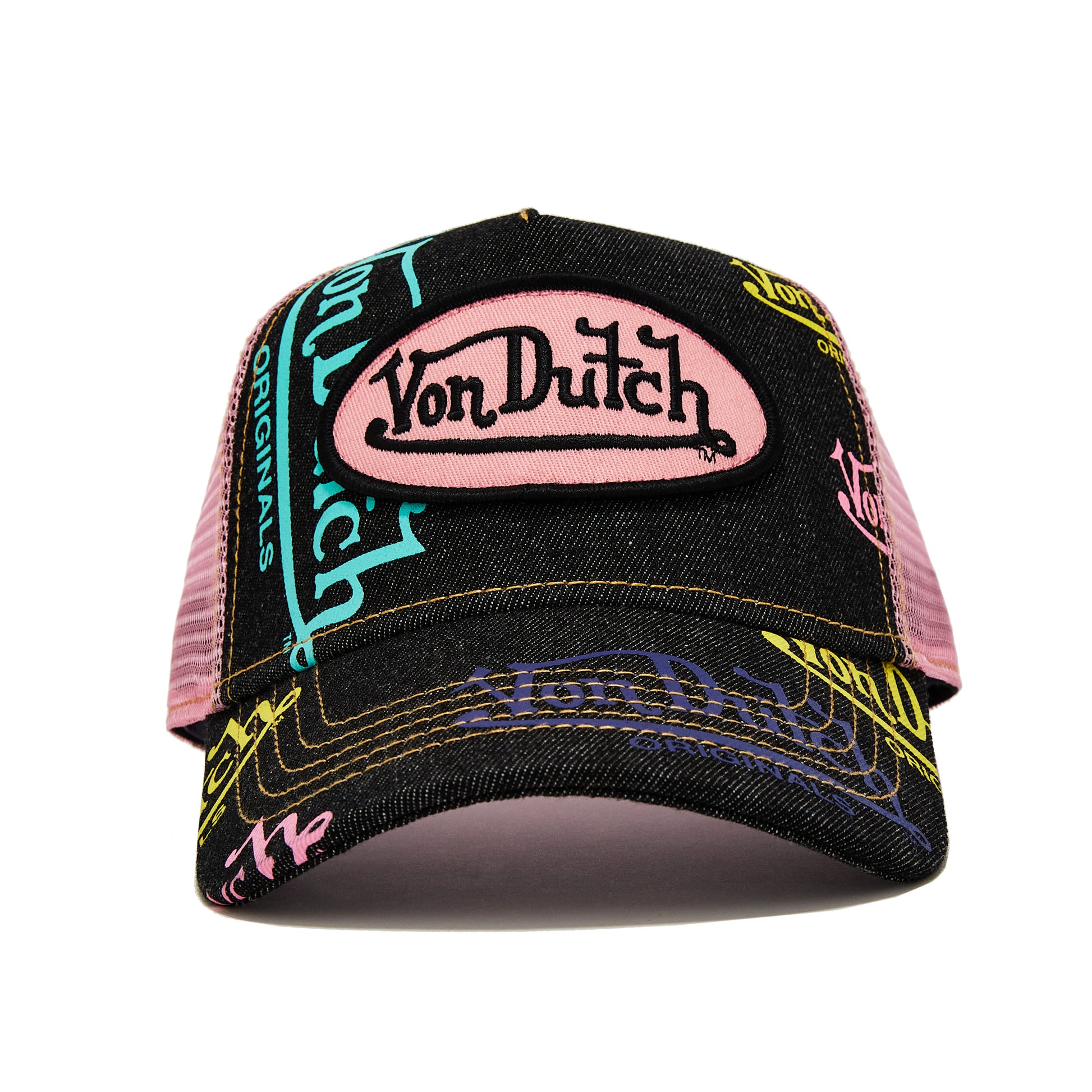 Dark Denim Pink Logo Trucker Hat