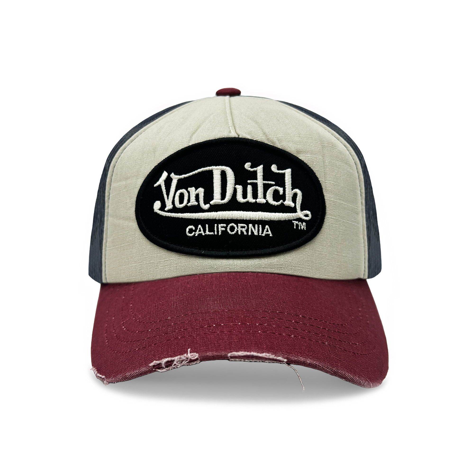 JACKBWR NAVY & RED DISTRESSED STRAPBACK HAT