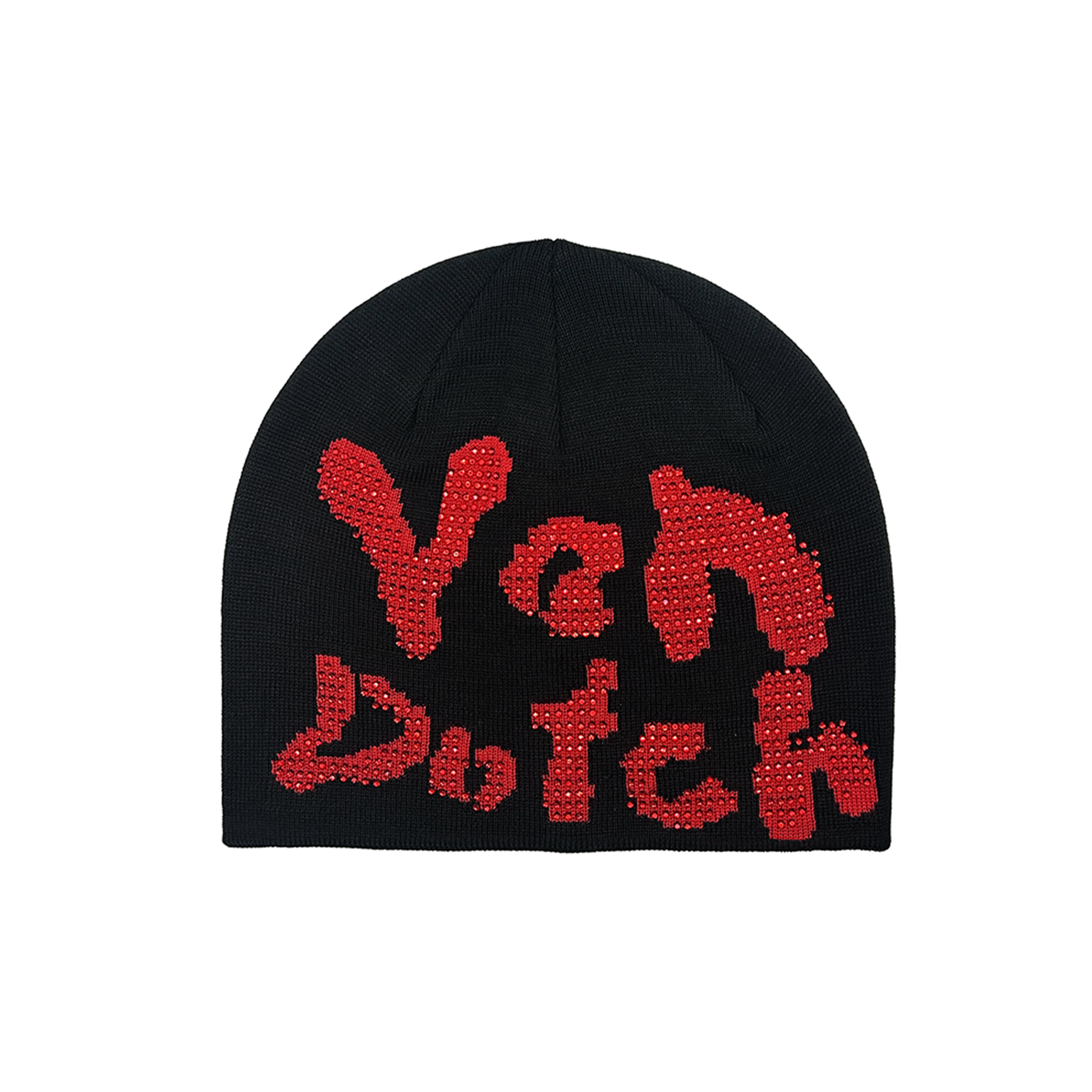 RHINESTONE CHEETAH BEANIE - RED