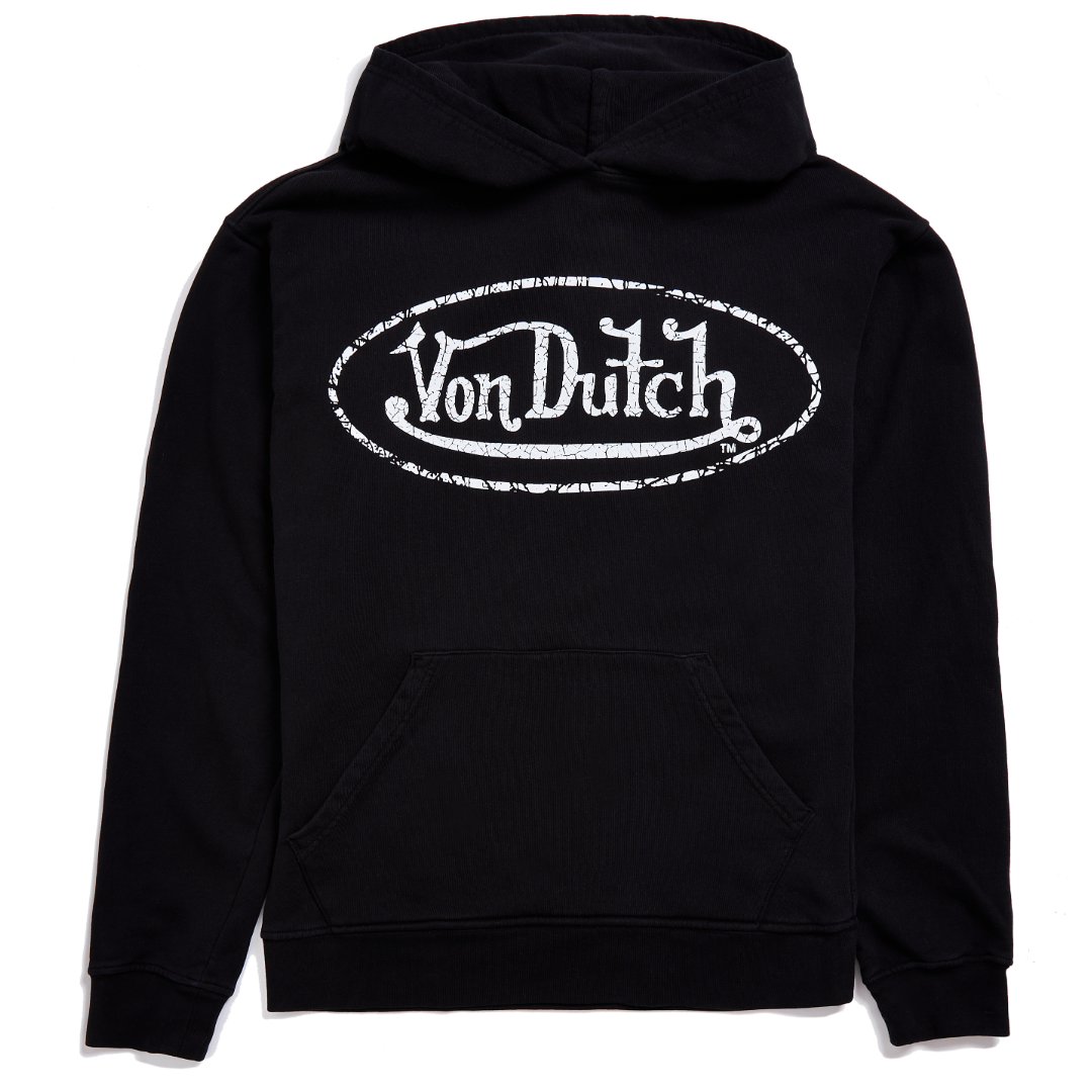 Black French Terry Washed Logo Hoodie