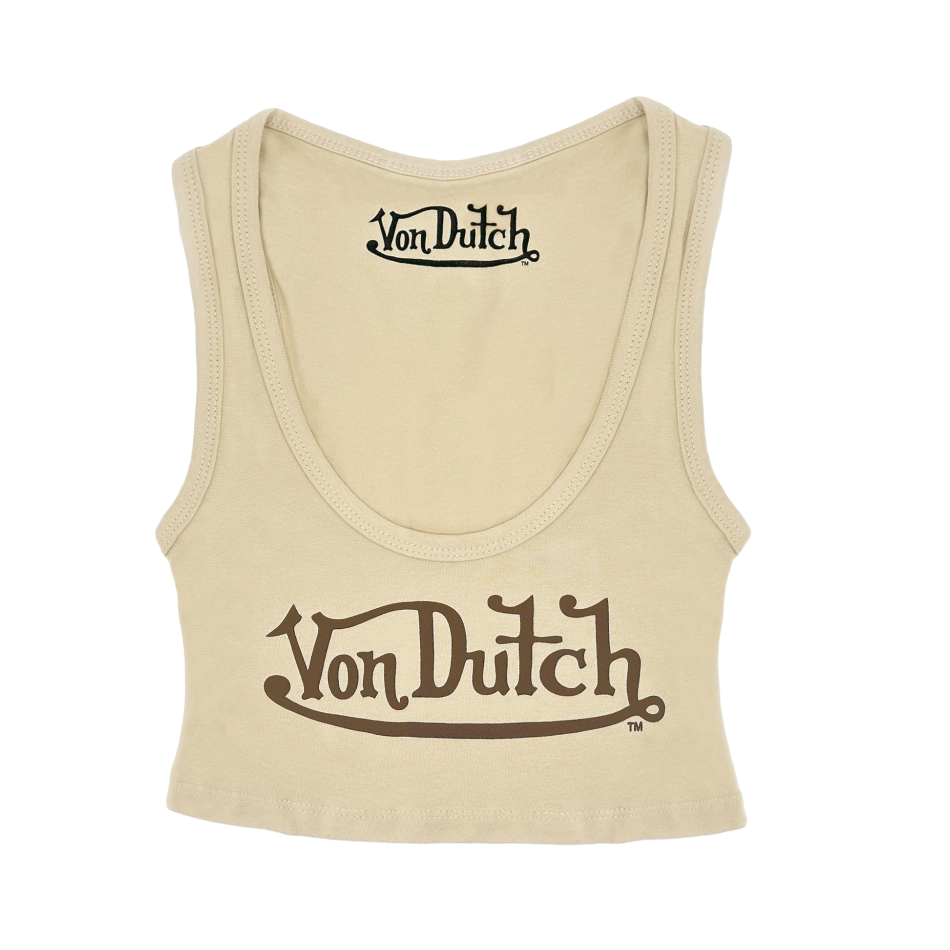 CLASSIC WOMEN'S CROP TANK - BEIGE AND BROWN
