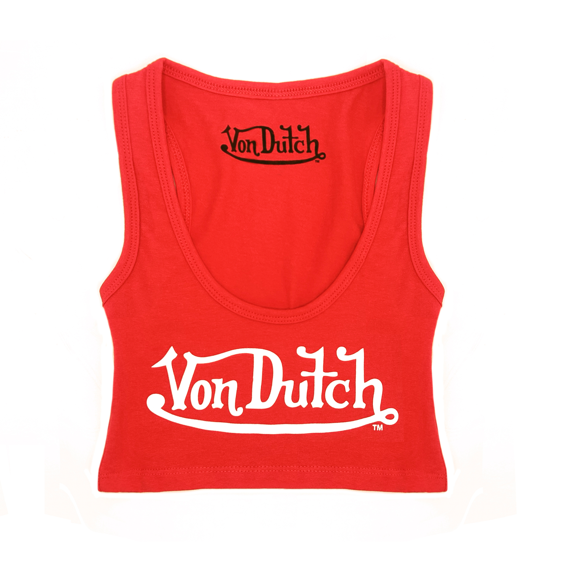CLASSIC WOMEN'S CROP TANK - RED AND WHITE