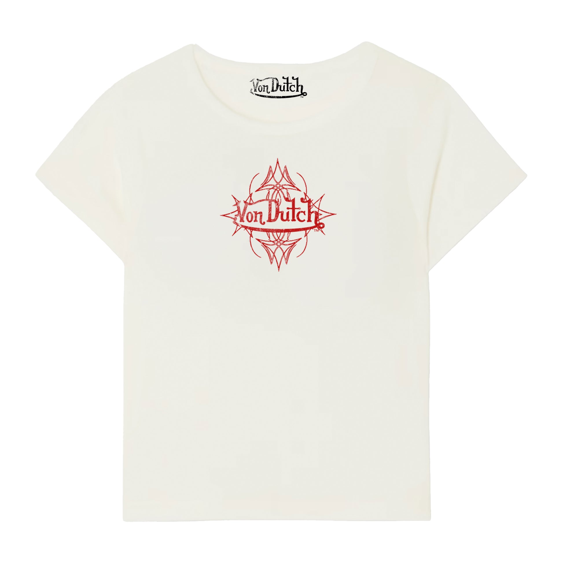 WHITE & RED MINI DISTRESSED CHOPPER BABY TEE