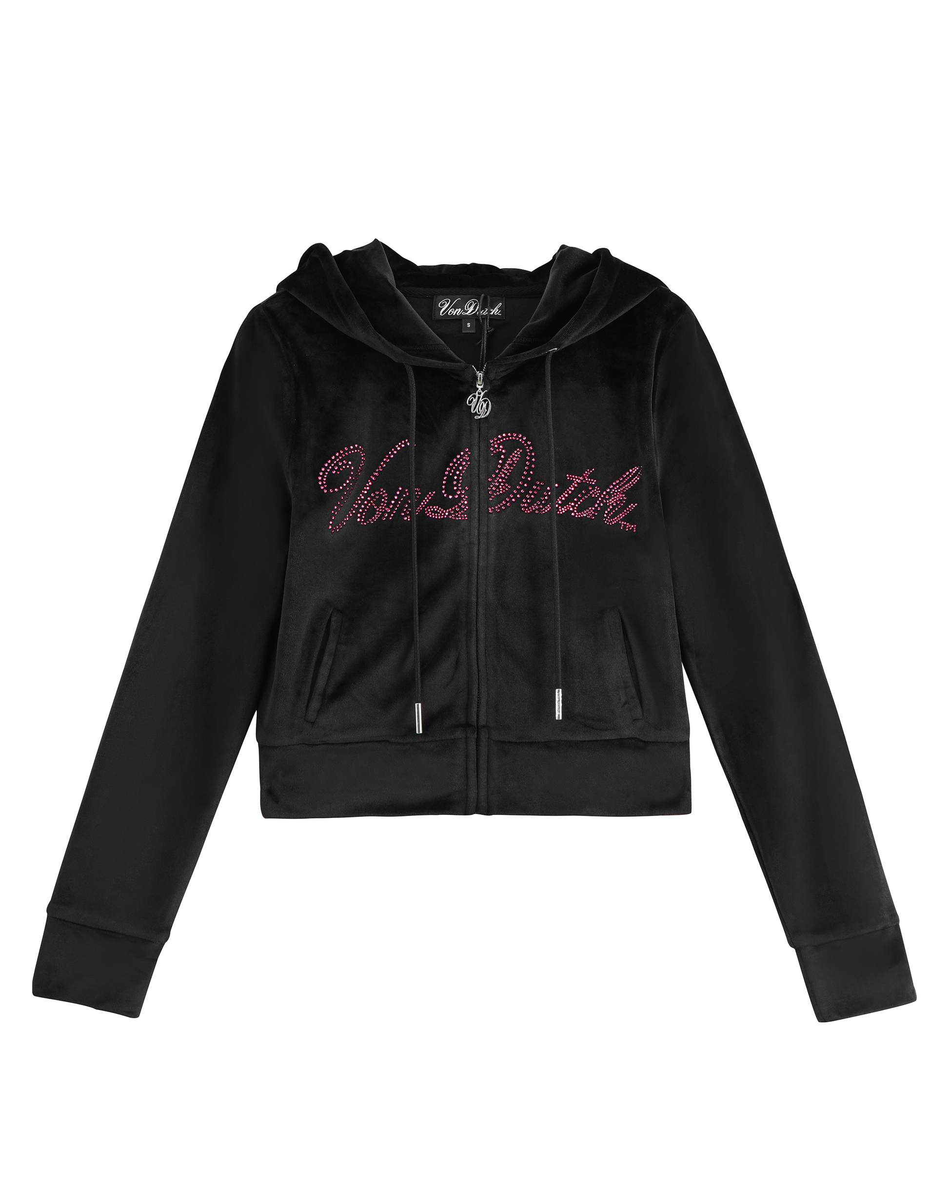 Velour Zip Up - Black
