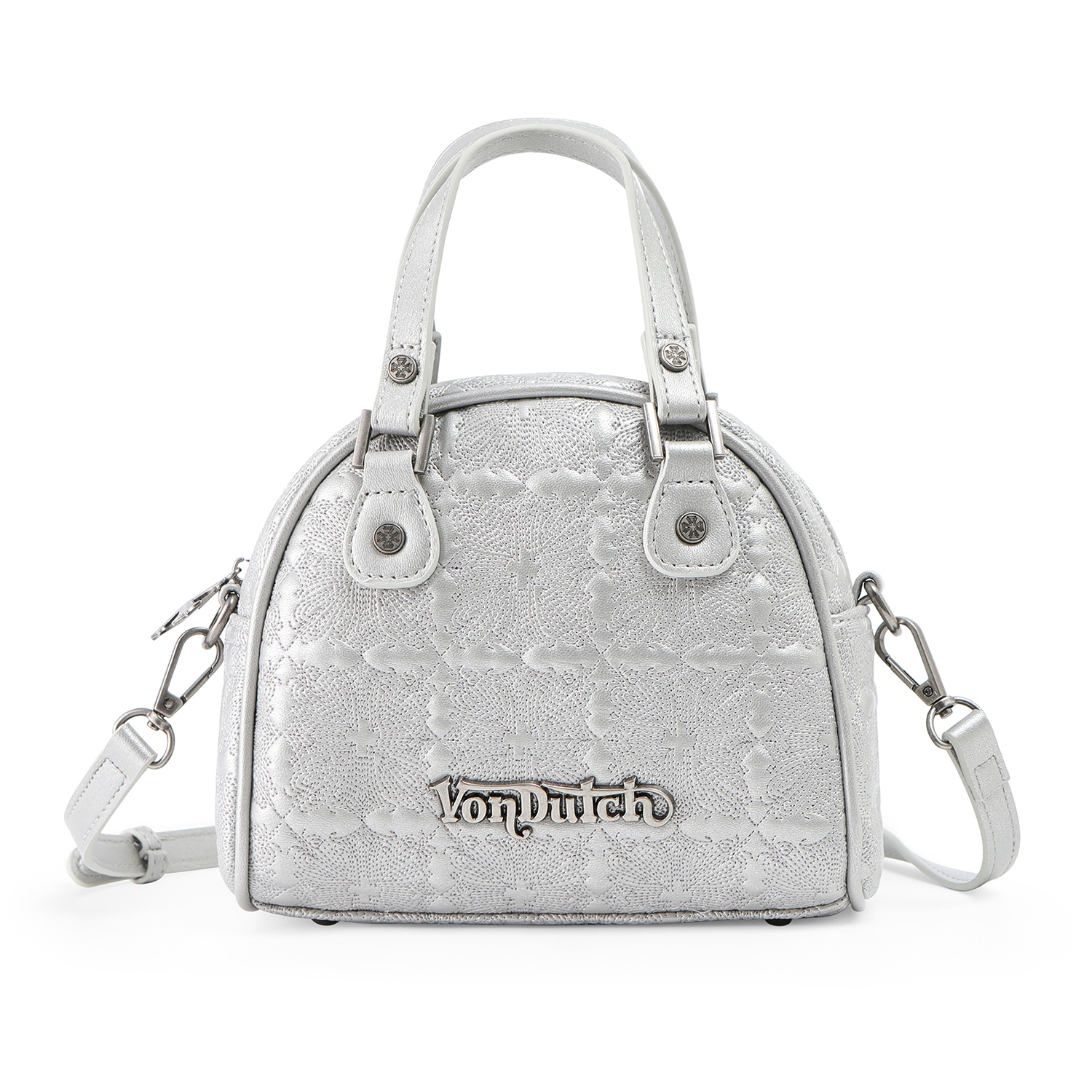 Embroidered Chopper Bowling Bag - Silver